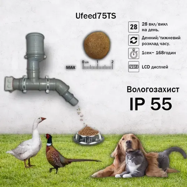Автоматическая уличная кормушка для больших собак, кошек, птиц, рыб Ufeed75TS